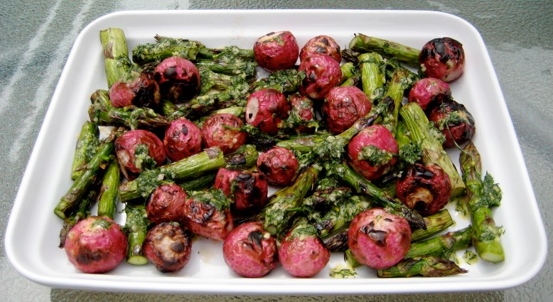 grilled radishes and asparagus with dill.3